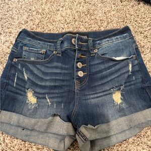 Express Blue Distressed Jean Shorts